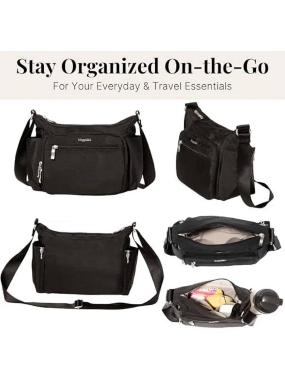 Stylish Hobo Crossbody Bag with Multiple Pockets and Adjustable Strap